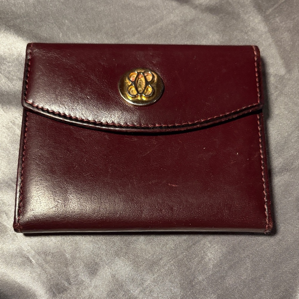 Bosca Deep Red Leather Wallet with Gold Detail